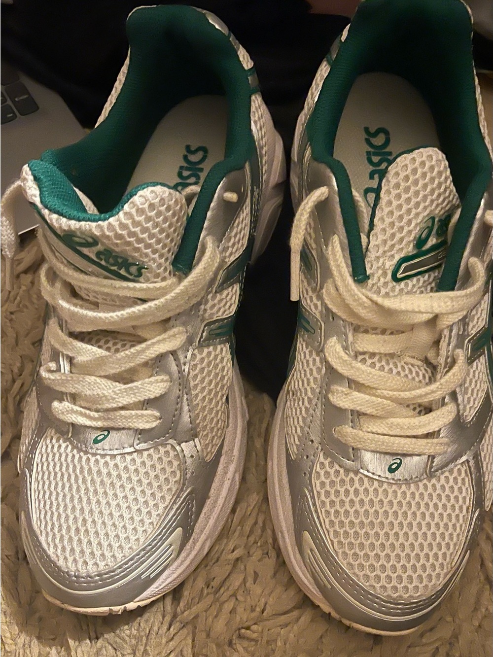 Asics Women's Silver & Teal Mesh Running Sneakers